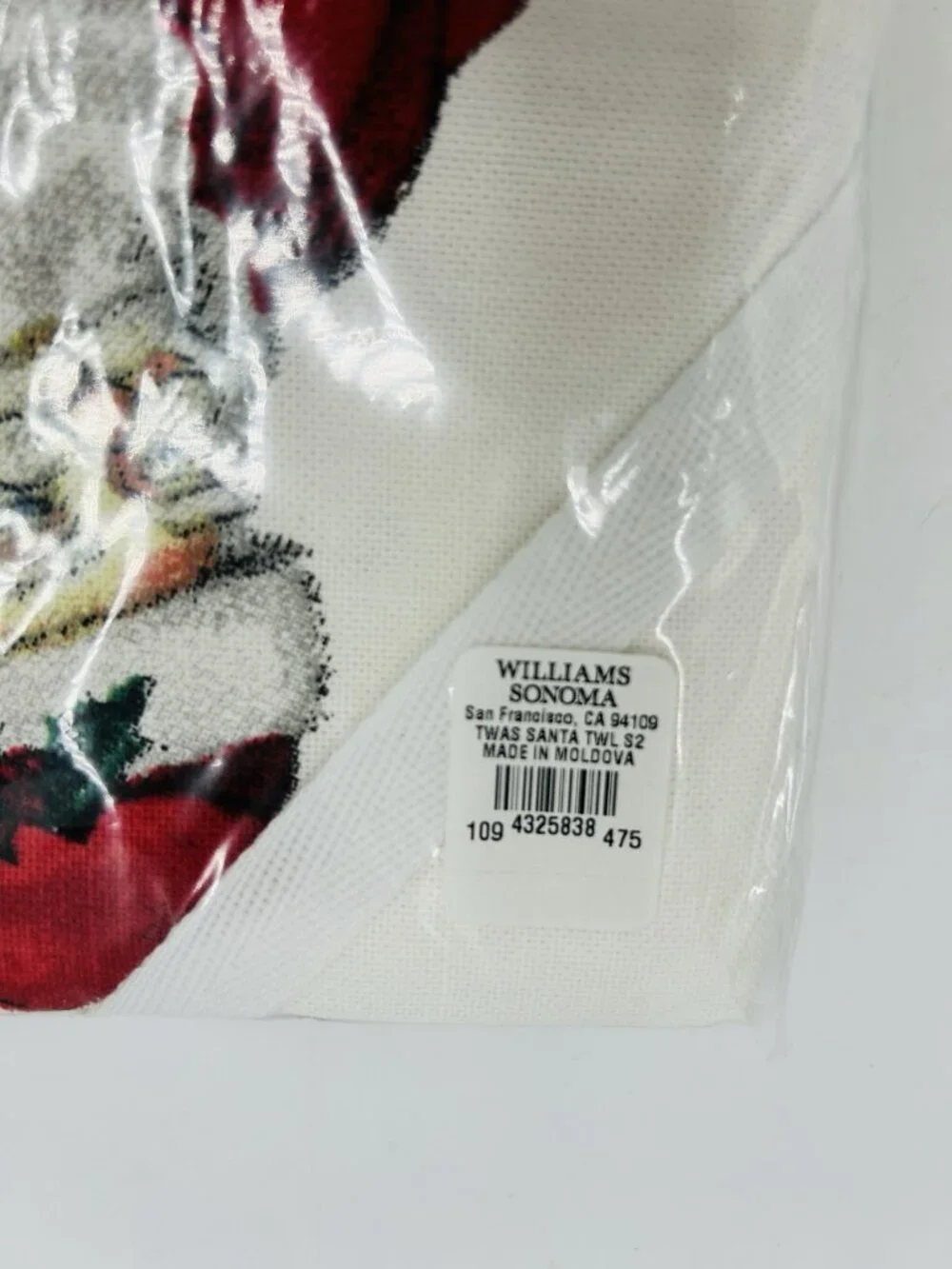 Williams Sonoma Twas the Night Tea Towels Set of 2 Christmas Santa NEW